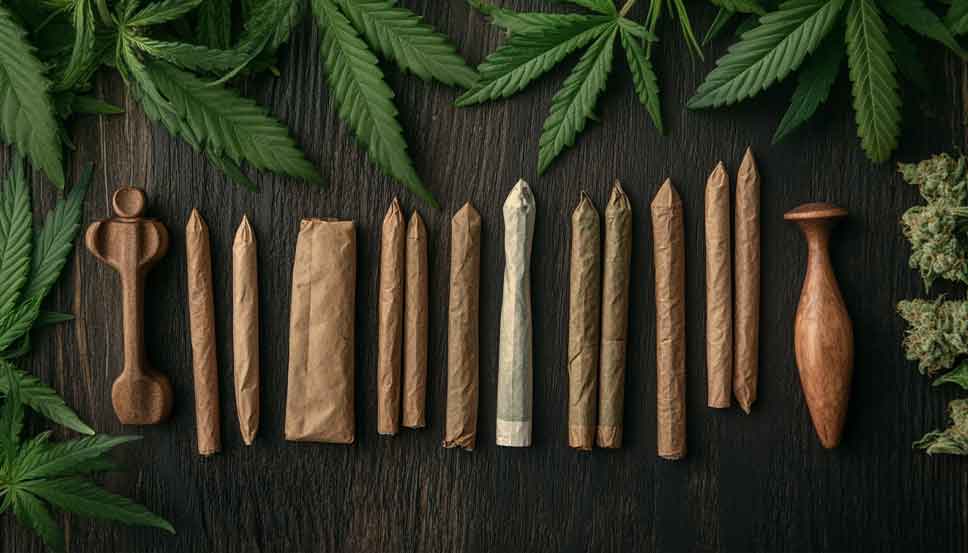 Herbal tobacco alternatives for joints on a wooden table