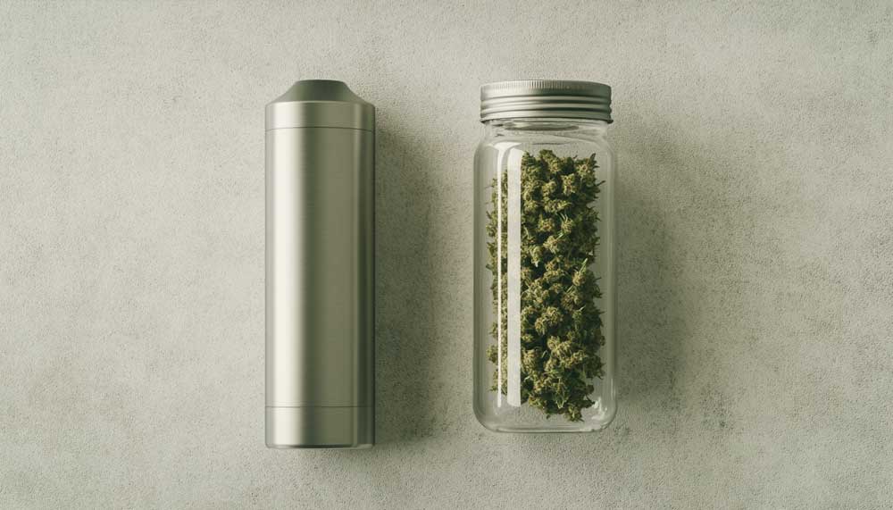 Photo of a cannabis vaporizer setup illustrating what temperature does THC burn and how to use precise heat to optimize your cannabis experience.